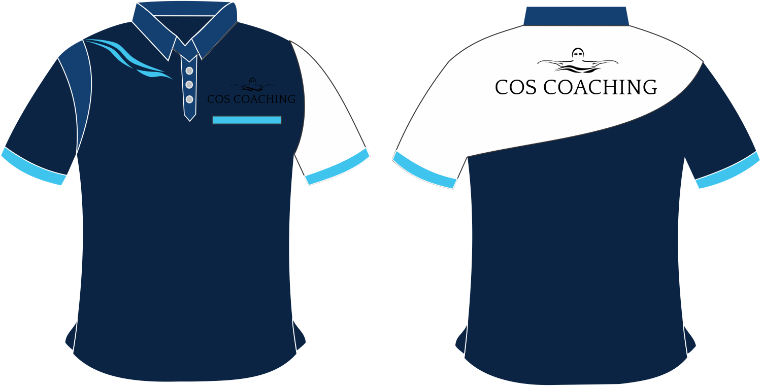 A Front And Back View Of A Blue And White Shirt