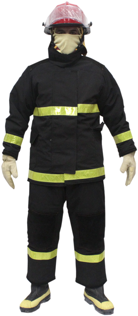 A Firefighter Uniform With Yellow Stripes
