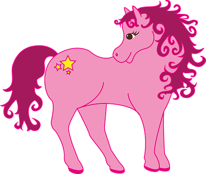 A Pink Horse With Pink Mane And Stars