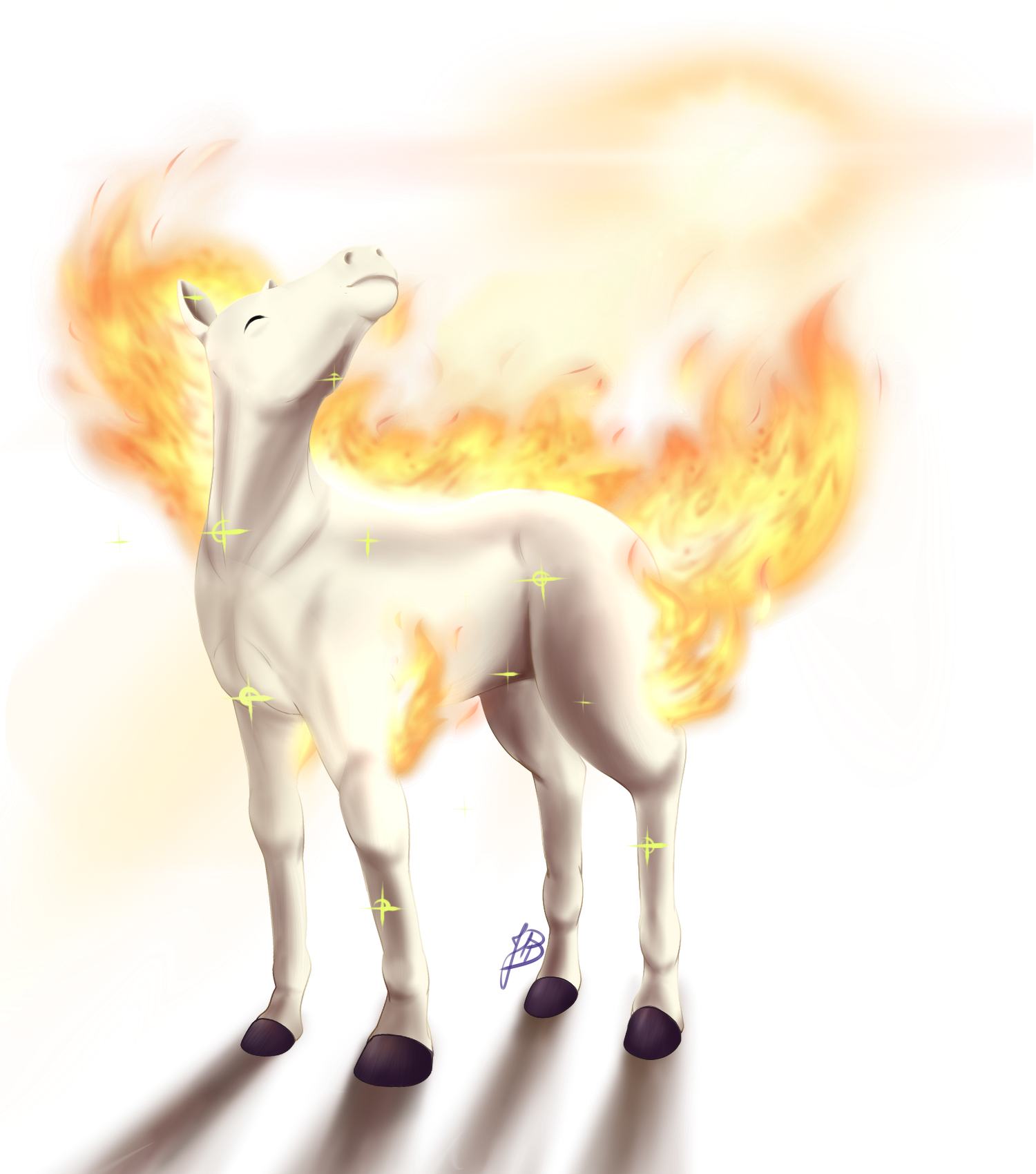 A White Horse With Fire On Its Back
