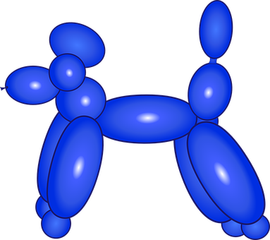 A Blue Balloon Dog On A Black Background