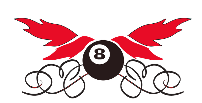 A Black And Red Logo With A Ball And Red Wings
