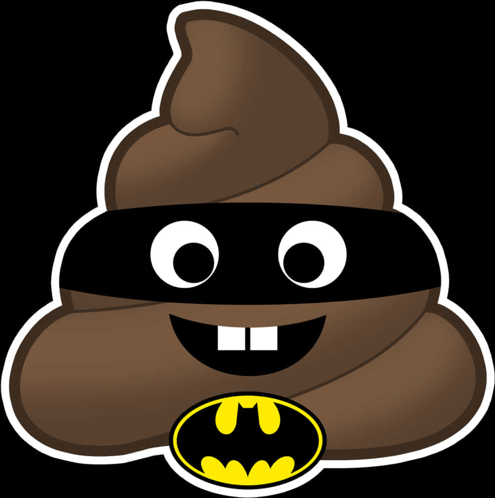 A Cartoon Of A Poop With A Black Mask And A Yellow Bat