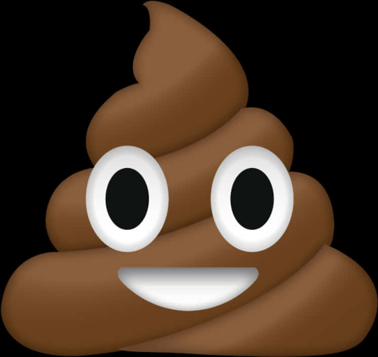 A Brown Poop With Eyes And A Black Background