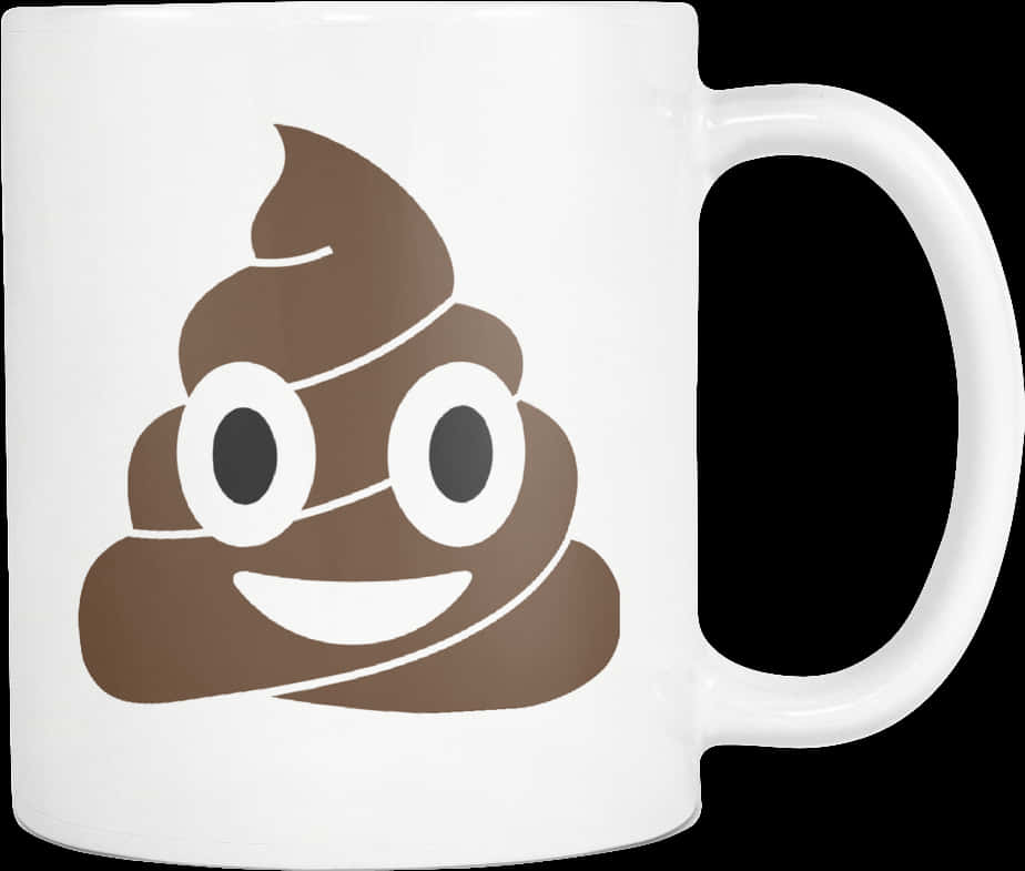 A White Mug With A Brown Poop On It
