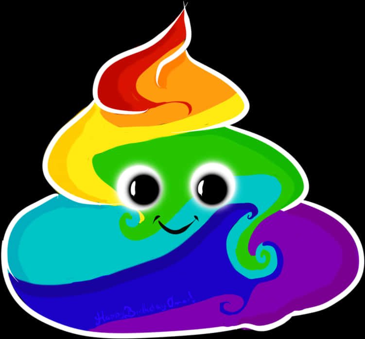 A Cartoon Of A Rainbow Colored Poop