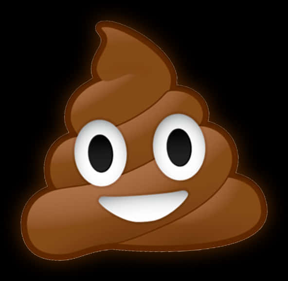 A Brown Poop With White Eyes And A Black Background