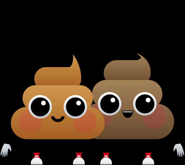 A Group Of Poop Characters