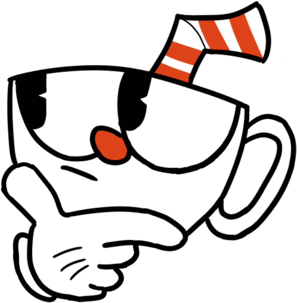 A Cartoon Of A Cup With A Hand And A Striped Hat
