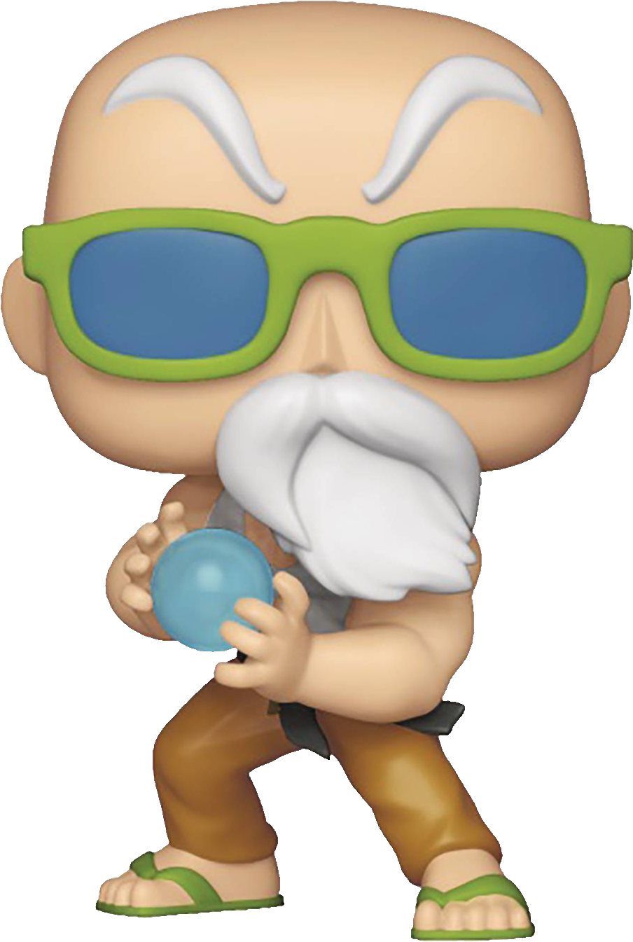A Toy Figurine Of A Man With Green Glasses Holding A Blue Ball