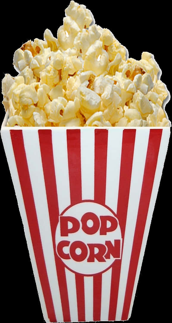 A Box Of Popcorn With A Red And White Striped Container