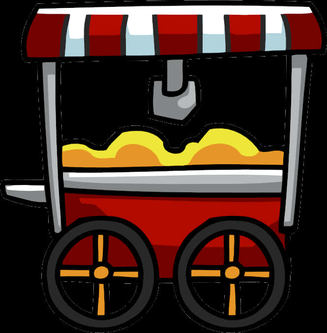 A Cartoon Of A Popcorn Cart