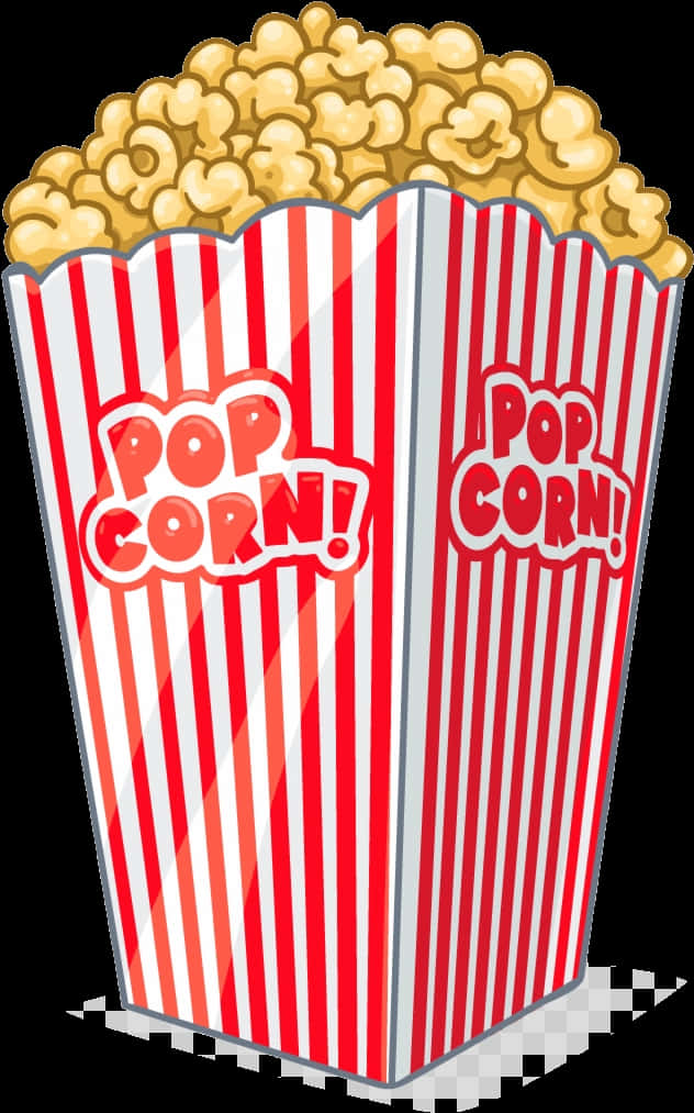 A Red And White Striped Box Of Popcorn