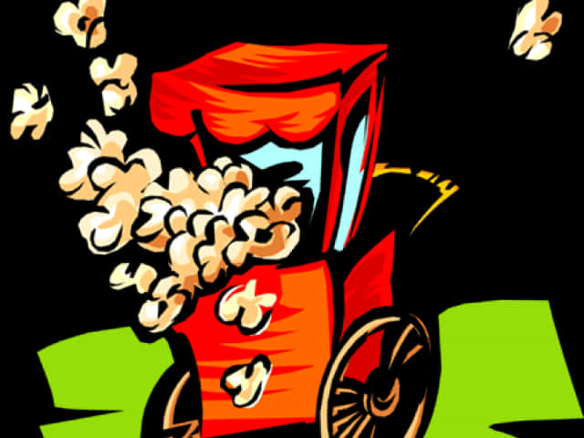 A Cartoon Of A Popcorn Cart