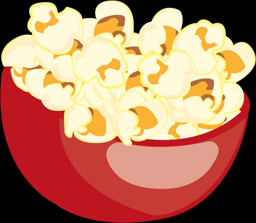A Bowl Of Popcorn On A Black Background