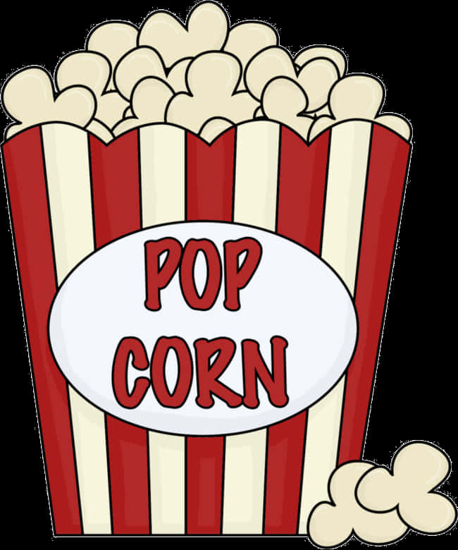 A Red And White Striped Container Of Popcorn