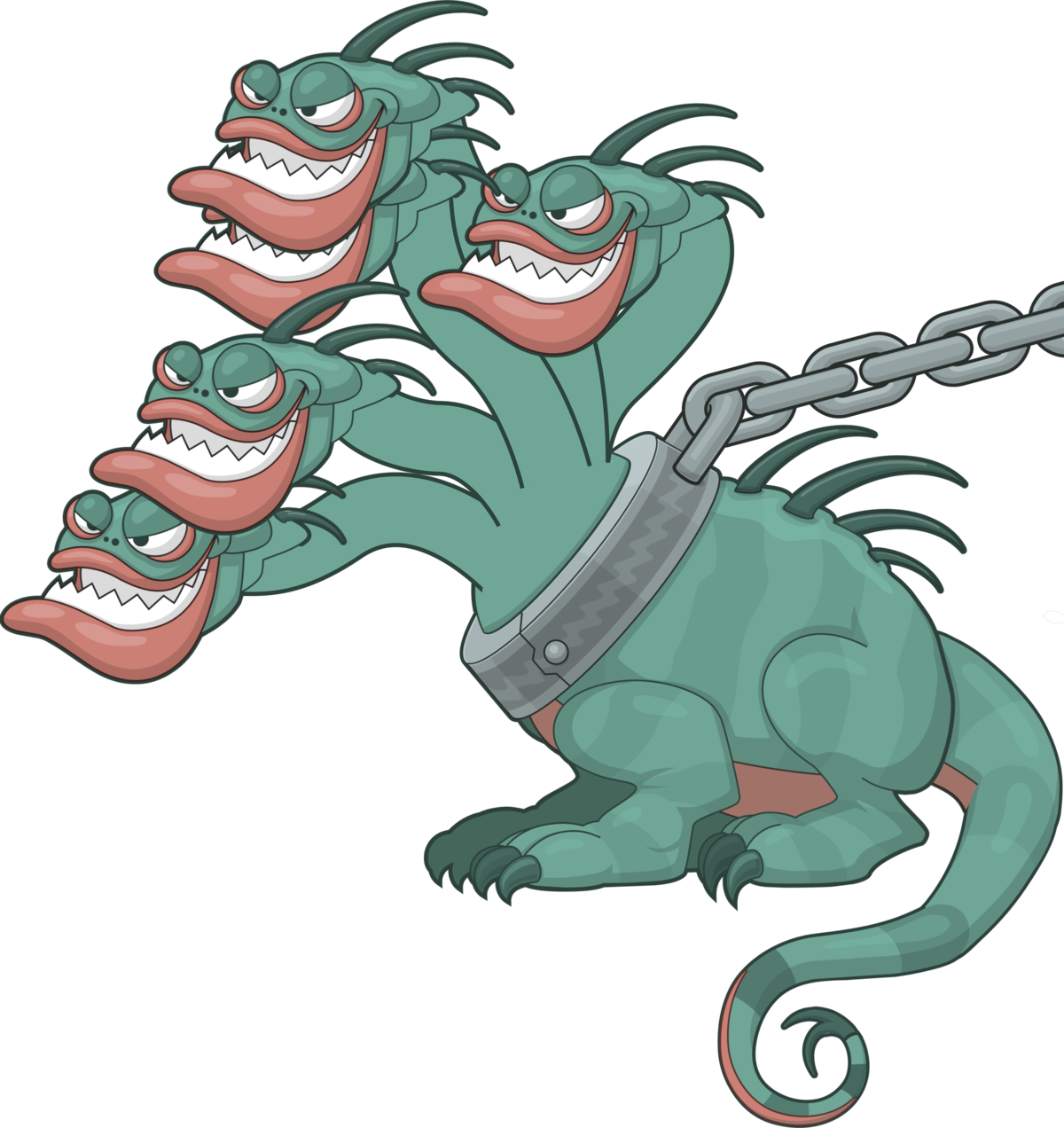 A Cartoon Of A Lizard With A Chain