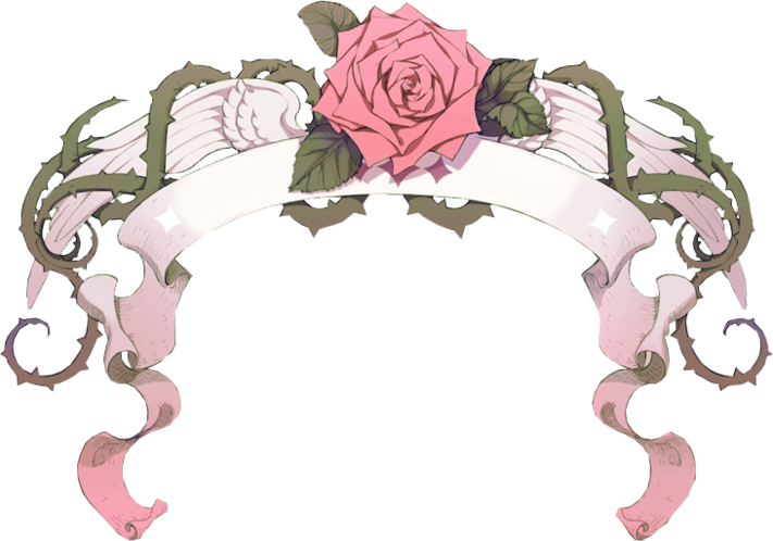 A Pink Rose With White Ribbon And Wings