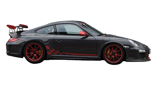 A Black Sports Car With Red Rims