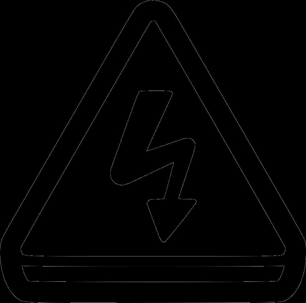 A Black And White Triangle Sign With Lightning