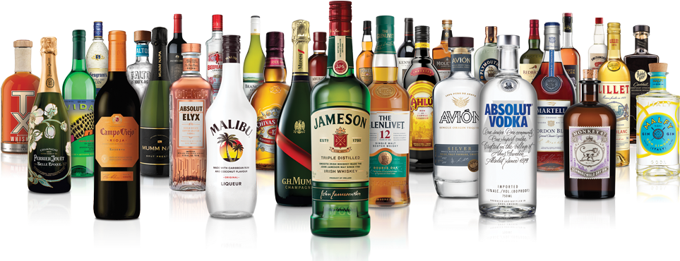 A Group Of Bottles Of Alcohol