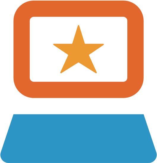 A Blue And Orange Computer Screen With A Star