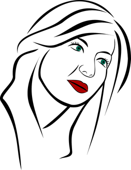 A Face With Red Lips And Green Eyes