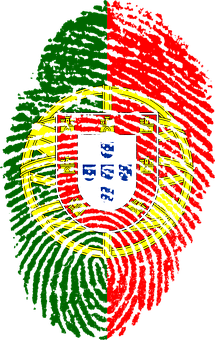 A Flag Of Portugal With A Red Green And Yellow Circle