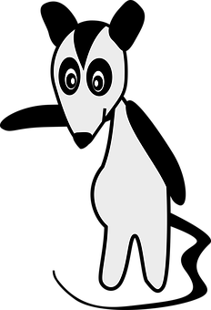 A White And Black Cartoon Of A Dog