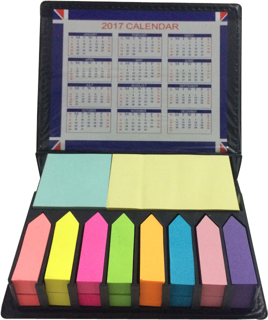 A Calendar With Many Different Colored Sticky Notes