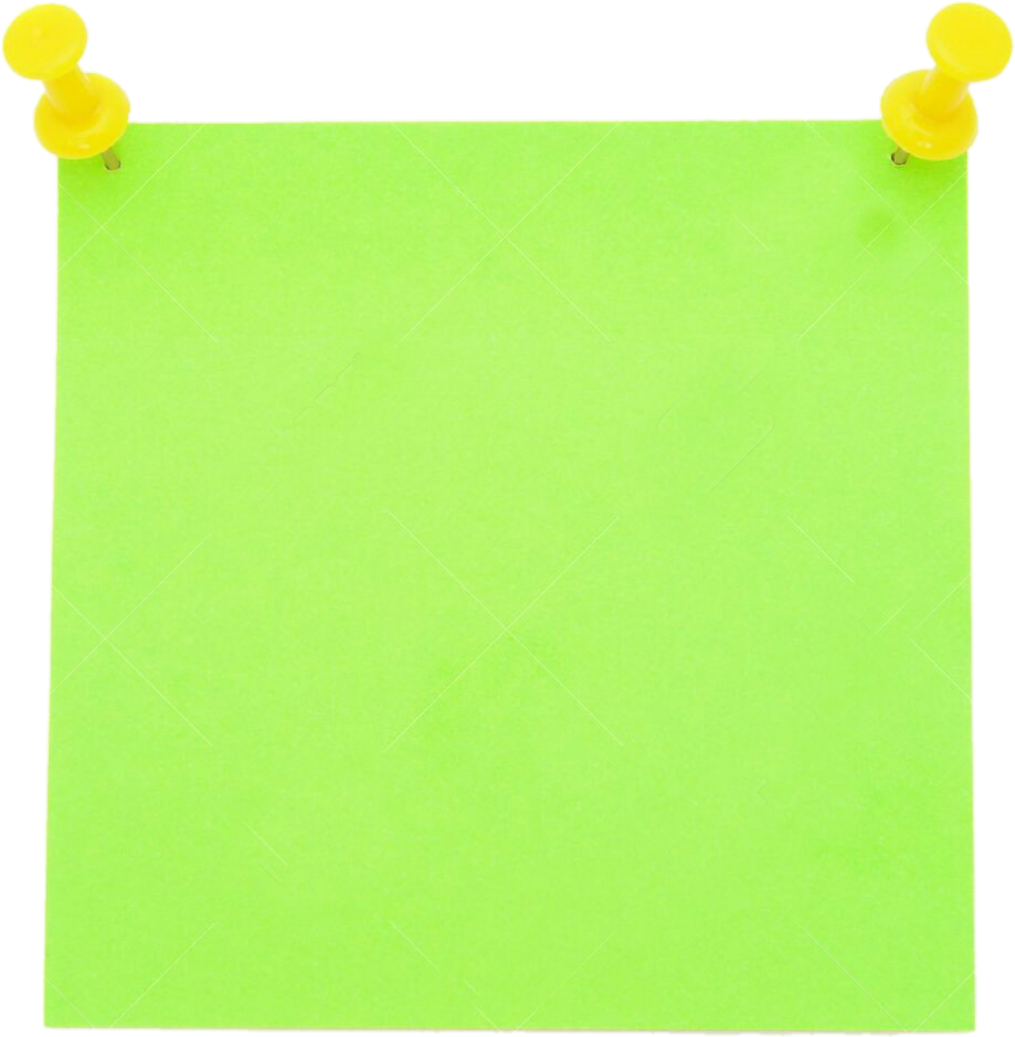 A Green Paper With Yellow Push Pins