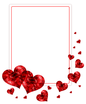 A White Rectangular Frame With Red Hearts