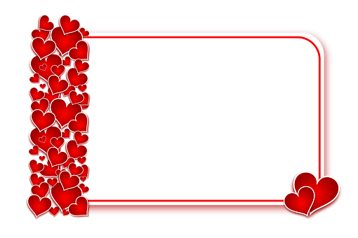 A White Rectangular Frame With Red Hearts On It