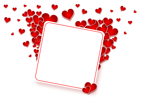 A White Square With Red Hearts Around It