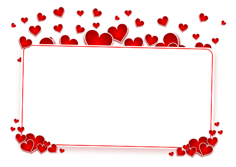 A Rectangular Frame With Red Hearts