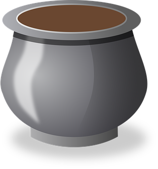 A Silver Pot With A Brown Lid