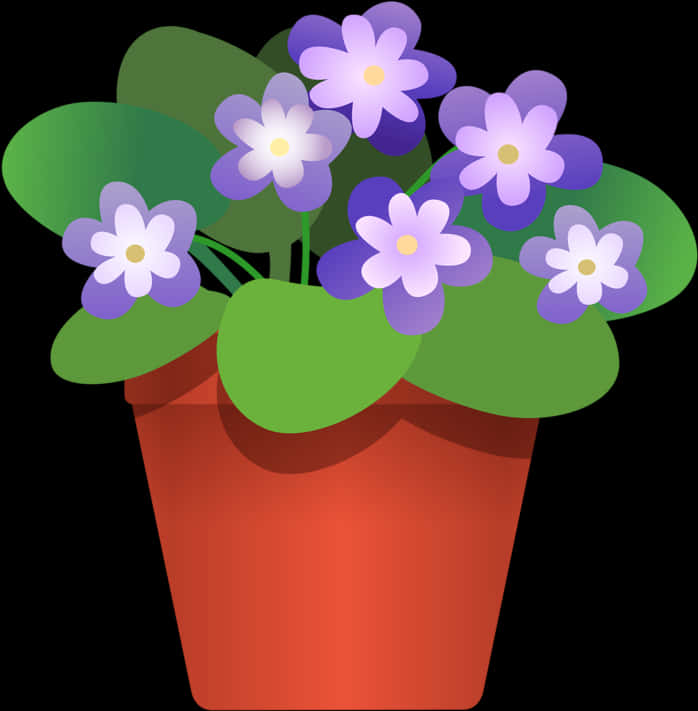 Purple Flowers In Flower Pot