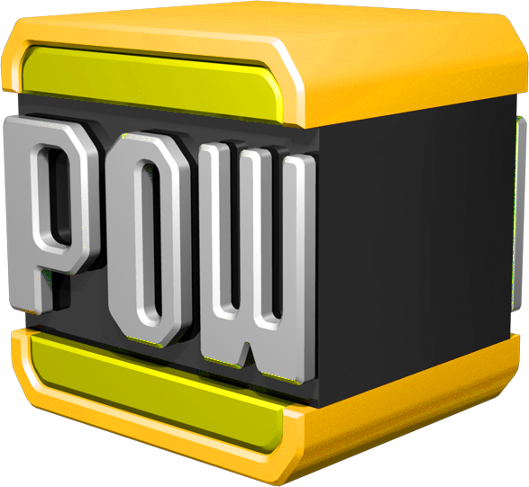 A Yellow And Black Cube With White Letters