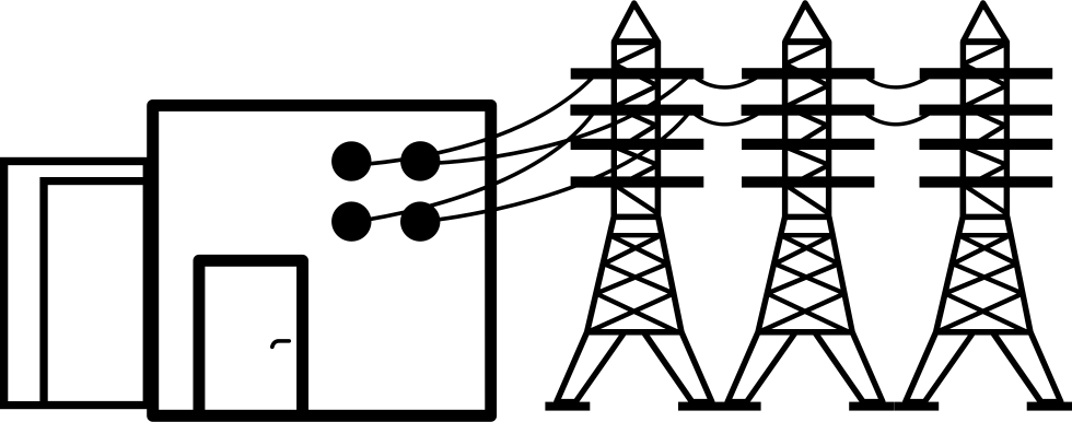 A Black And White Drawing Of A Power Line