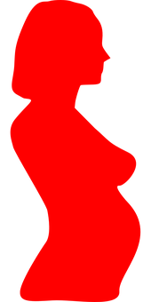 A Red Silhouette Of A Pregnant Woman