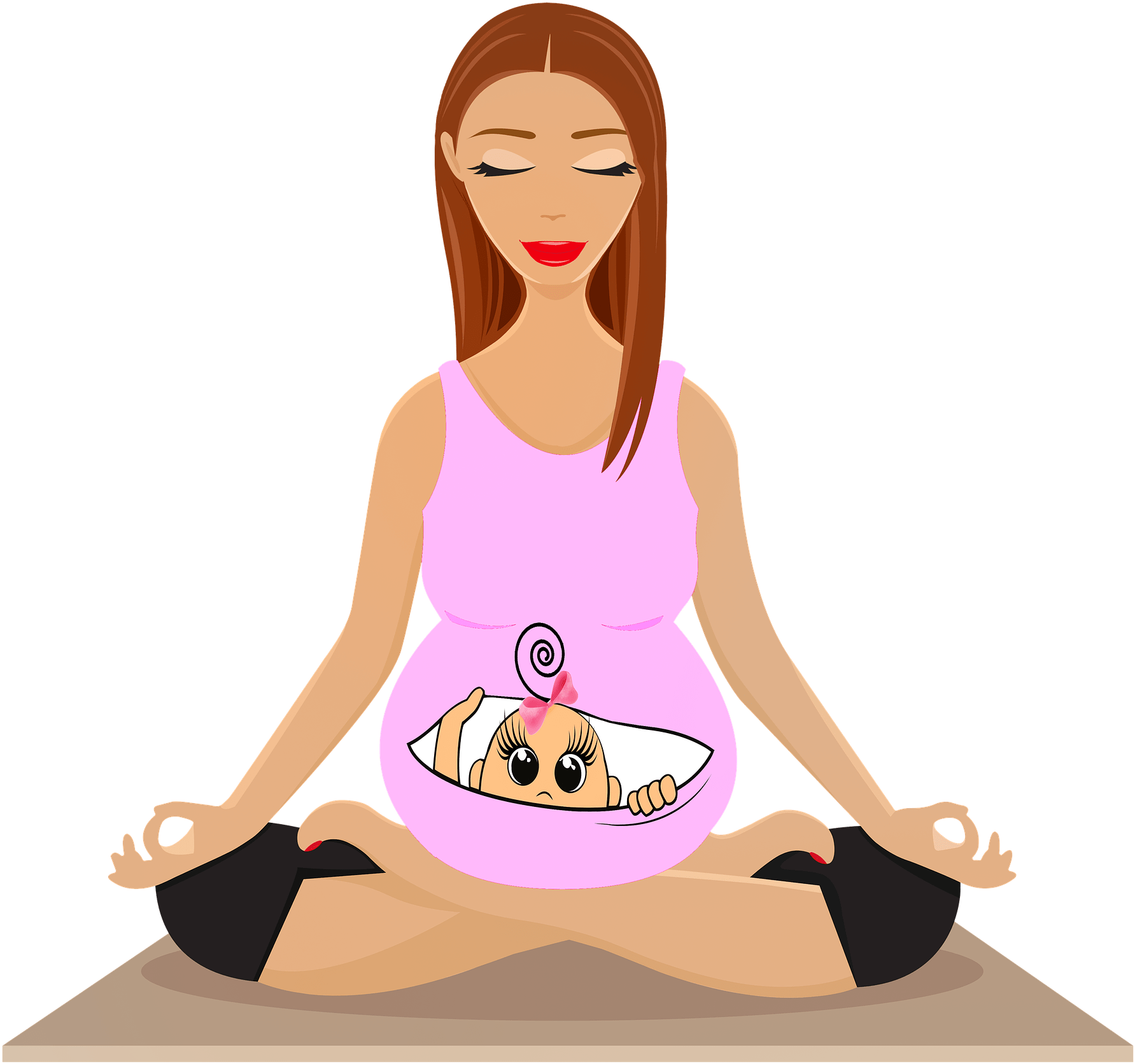 A Pregnant Woman Sitting In Lotus Position With A Baby On Her Belly
