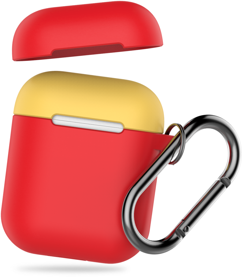 A Red And Yellow Case With A Metal Ring