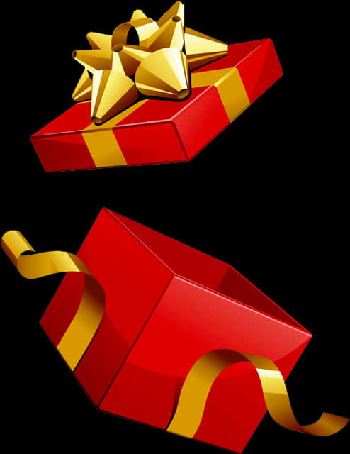 A Red And Gold Gift Boxes