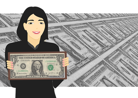 A Woman Holding A Dollar Bill
