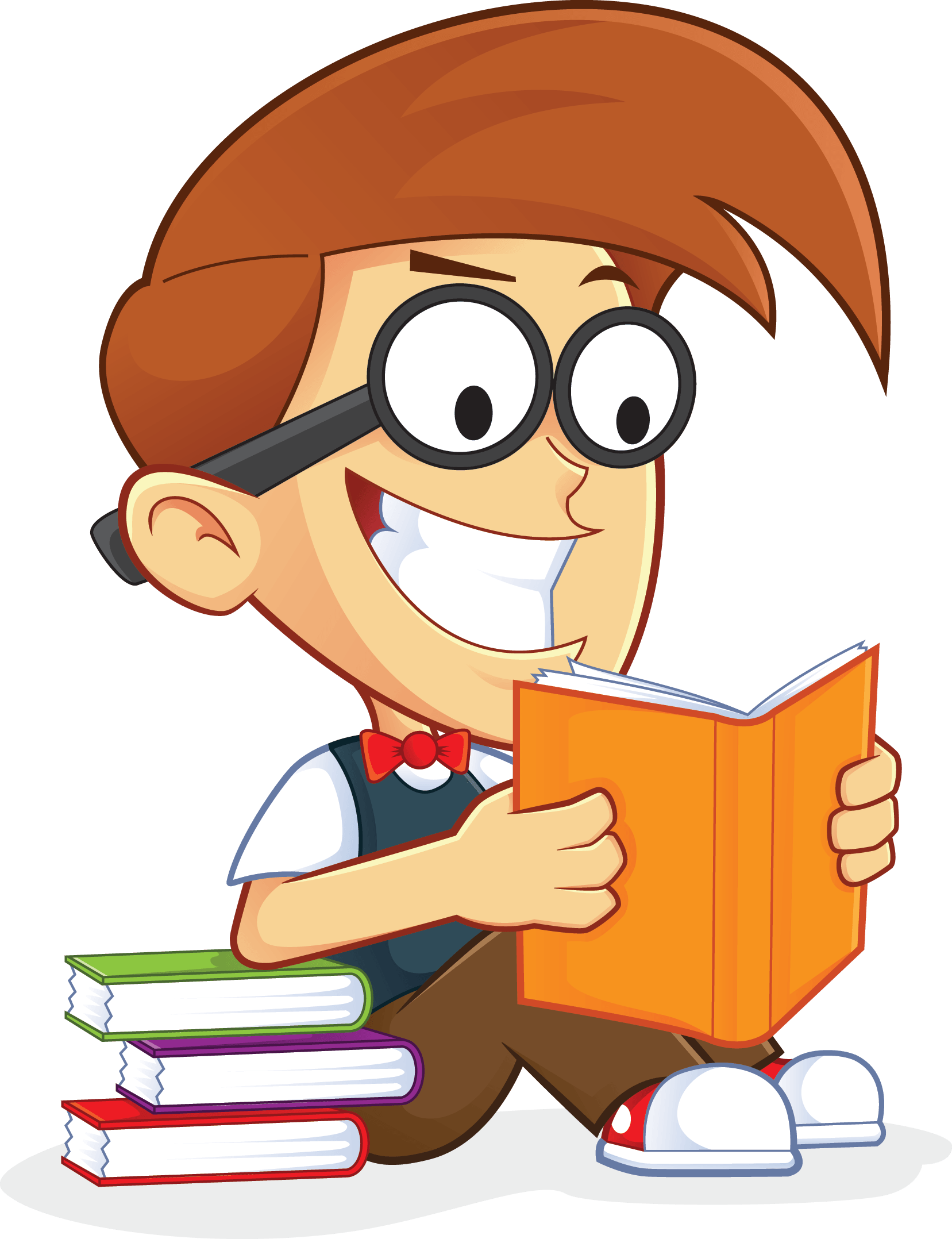 Cartoon Of A Boy Reading A Book