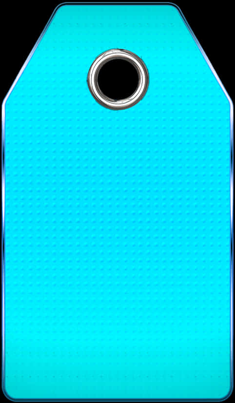 A Blue Tag With A Hole In The Middle