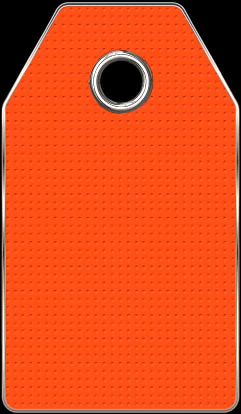 An Orange Tag With A Hole In The Middle