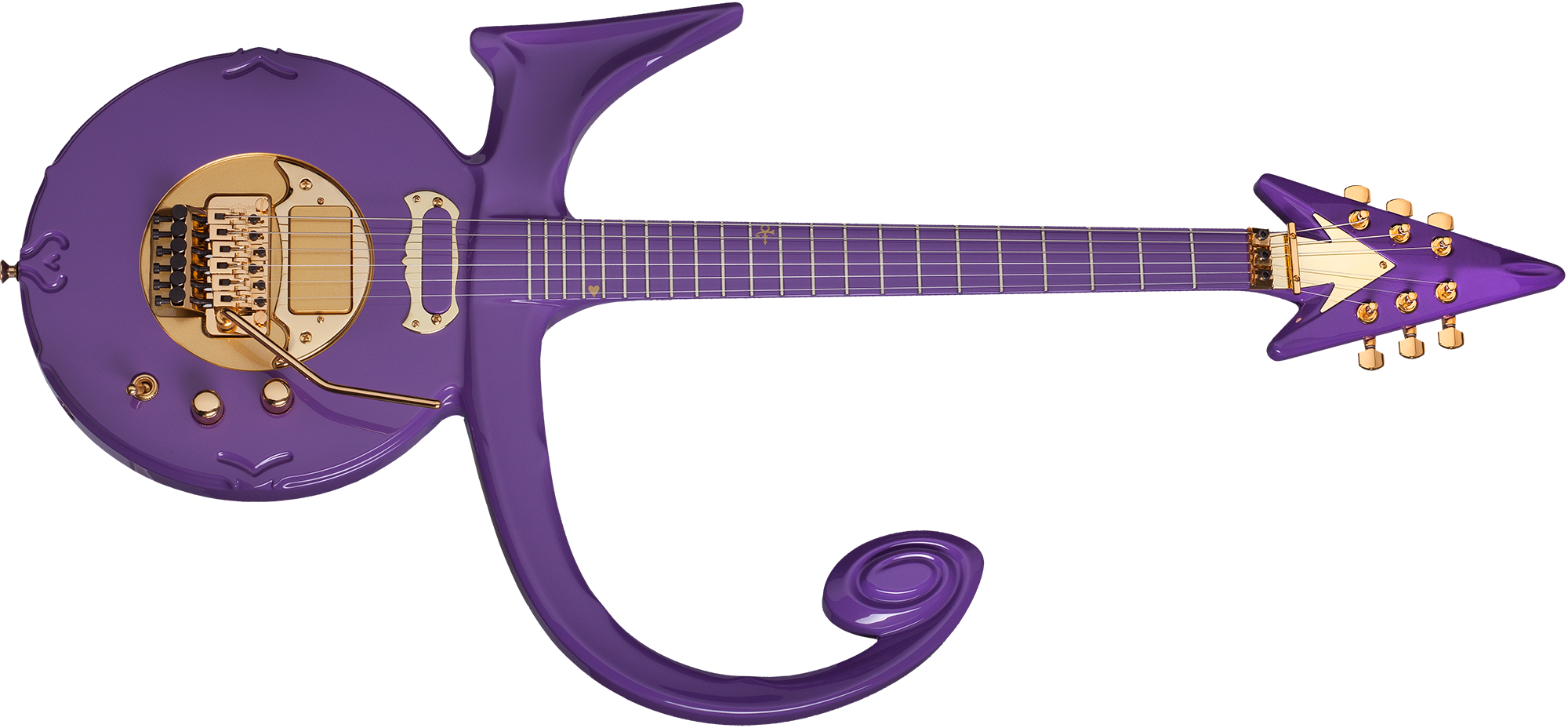 A Purple Guitar With A Black Background