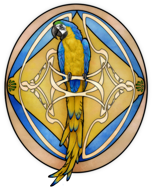 A Colorful Bird On A Stained Glass Window