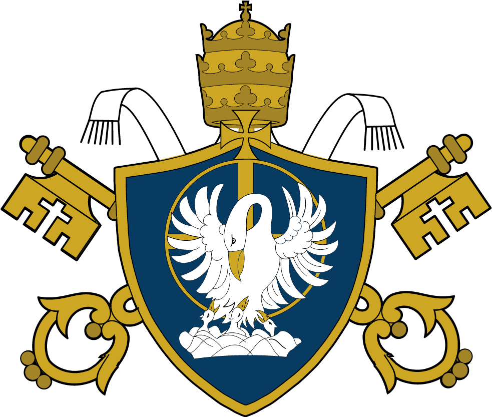 A Blue Shield With A White Bird And Gold Crown